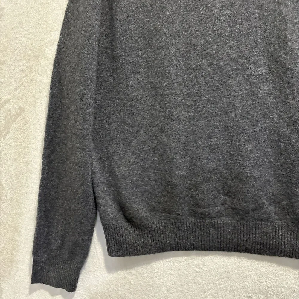 George 100% Cashmere Sweater Gray V Neck Pullover Long Sleeve Men's Medium 38 40